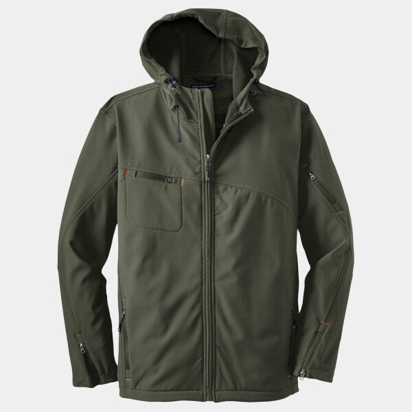 TEXTURED HOODED SOFT SHELL JACKET