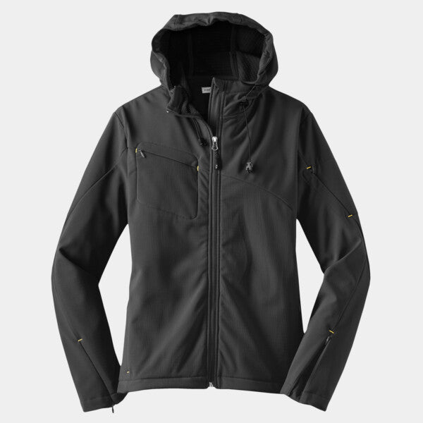 LADIES TEXTURED HOODED SOFT SHELL JACKET