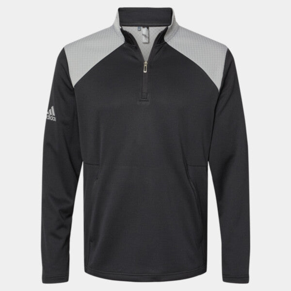 TEXTURED MIXED MEDIA QUARTER-ZIP PULLOVER