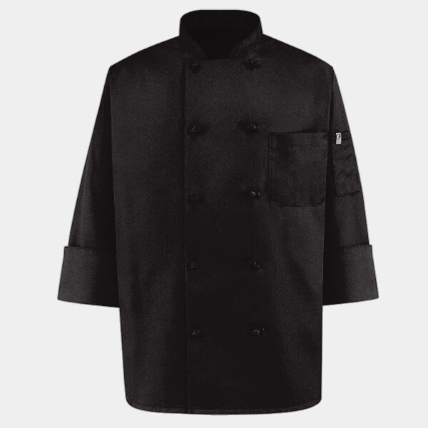 BLACK KNOT BUTTON CHEF COAT