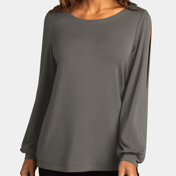 LADIES LUXE KNIT JEWEL NECK TOP