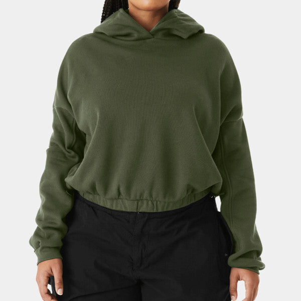 LADIES' SPONGE FLEECE CINCHED BOTTOM HOODED SWEATSHIRT