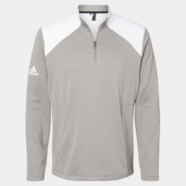 TEXTURED MIXED MEDIA QUARTER-ZIP PULLOVER