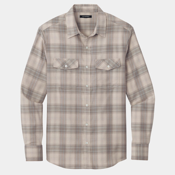 LONG SLEEVE OMBRE PLAID SHIRT