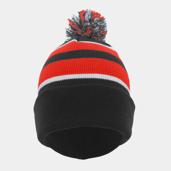 KNIT FOLD-OVER POM-POM BEANIE