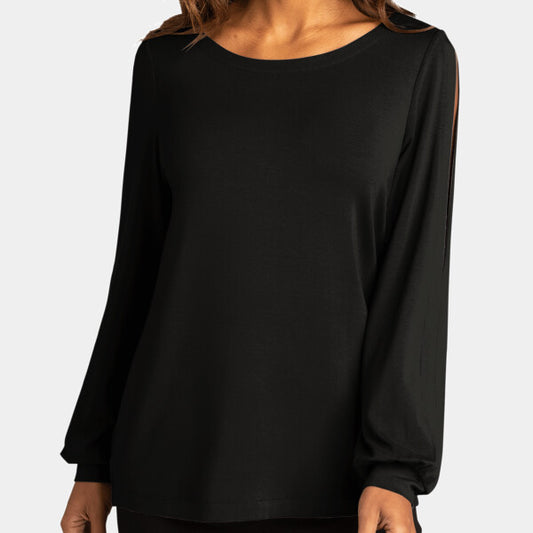 LADIES LUXE KNIT JEWEL NECK TOP