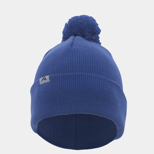 KNIT FOLD-OVER POM-POM BEANIE