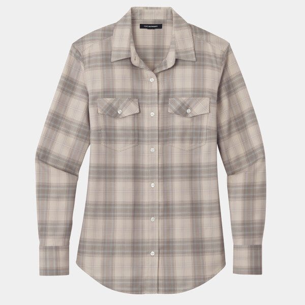 LADIES LONG SLEEVE OMBRE PLAID SHIRT