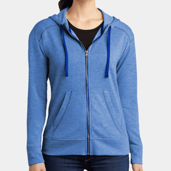 ® LADIES POSICHARGE ® TRI BLEND WICKING FLEECE FULL ZIP HOODED JACKET
