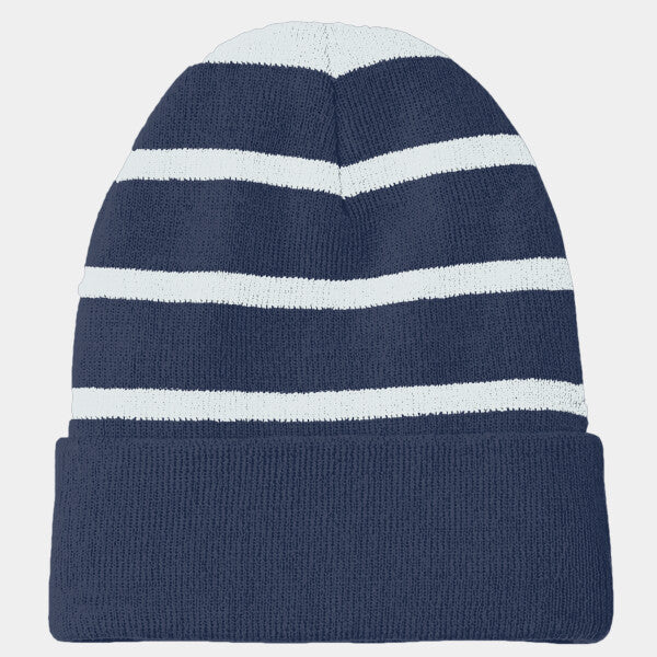 STRIPED BEANIE WITH SOLID BAND