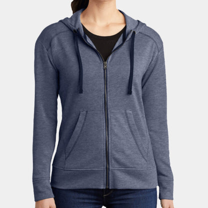 ® LADIES POSICHARGE ® TRI BLEND WICKING FLEECE FULL ZIP HOODED JACKET