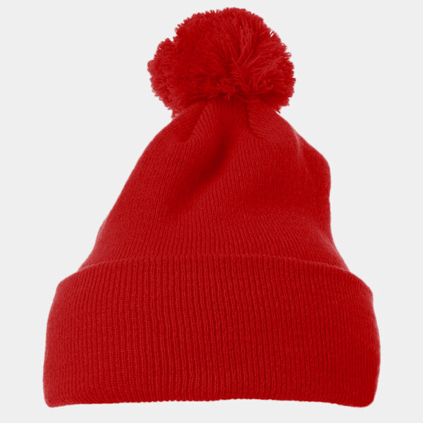 CUFFED KNIT BEANIE WITH POM POM HAT