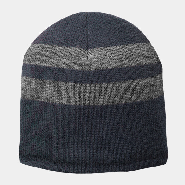 FLEECE LINED STRIPED BEANIE CAP
