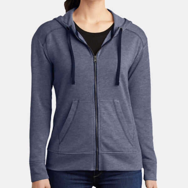 ® LADIES POSICHARGE ® TRI BLEND WICKING FLEECE FULL ZIP HOODED JACKET