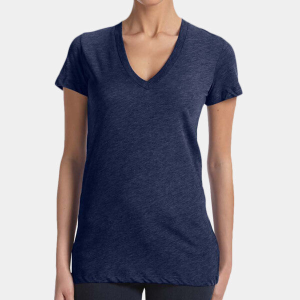 LADIES' TRIBLEND SHORT-SLEEVE DEEP V-NECK T-SHIRT