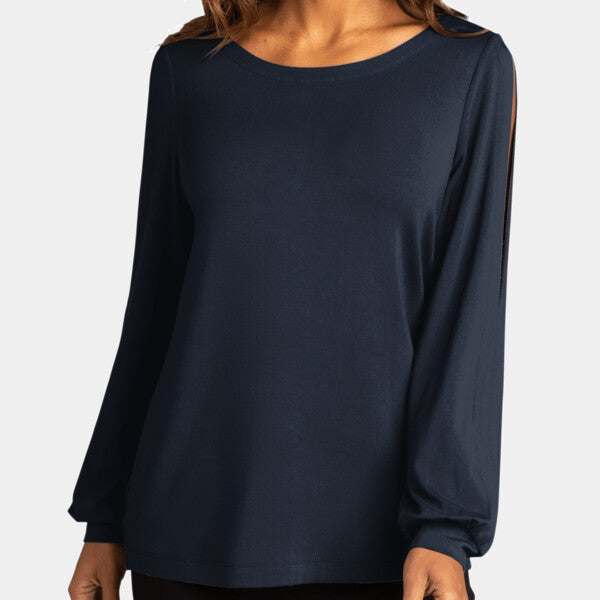 LADIES LUXE KNIT JEWEL NECK TOP