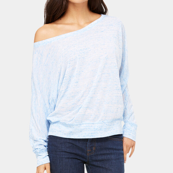 LADIES' FLOWY LONG-SLEEVE OFF SHOULDER T-SHIRT
