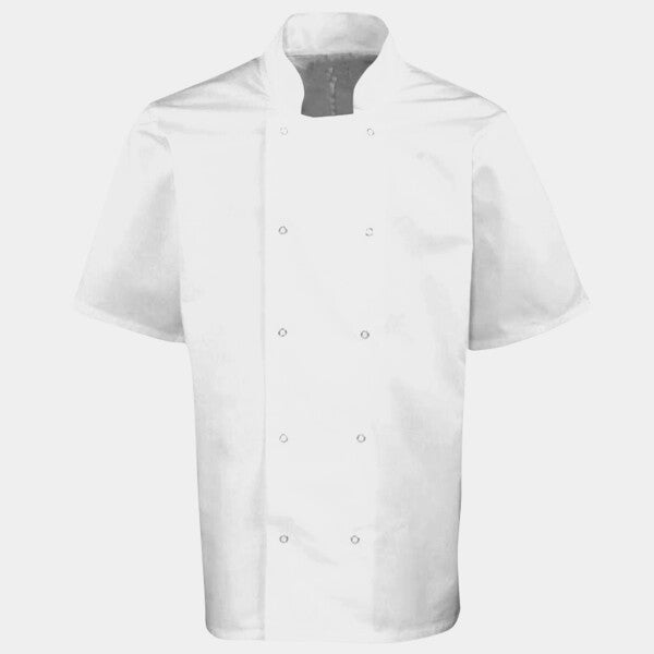 STUDDED FRONT SHORT SLEEVE CHEF'S JACKET