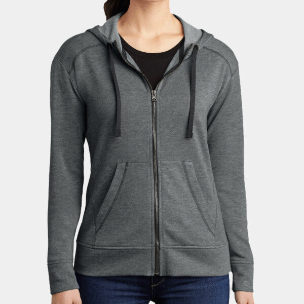 ® LADIES POSICHARGE ® TRI BLEND WICKING FLEECE FULL ZIP HOODED JACKET