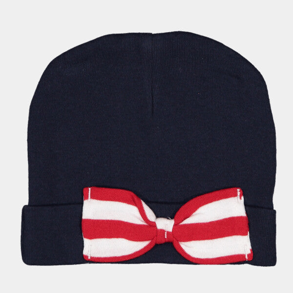 INFANT BABY RIB BOW CAP