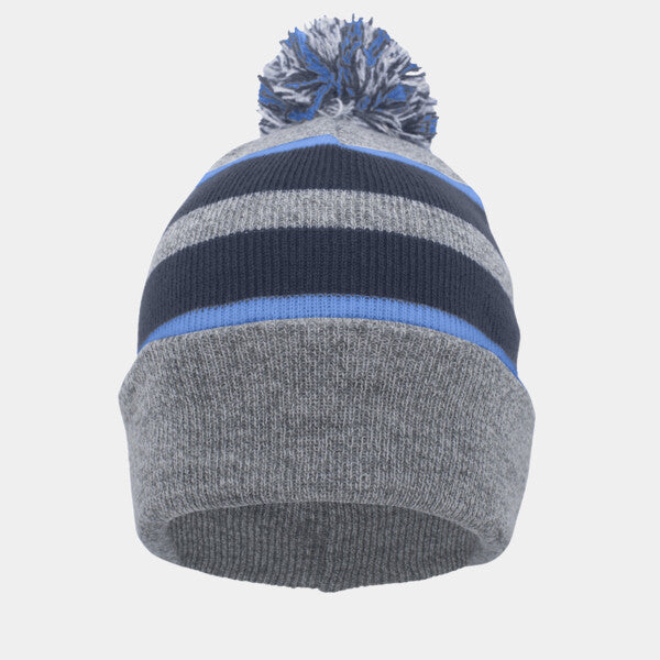 KNIT FOLD-OVER POM-POM BEANIE