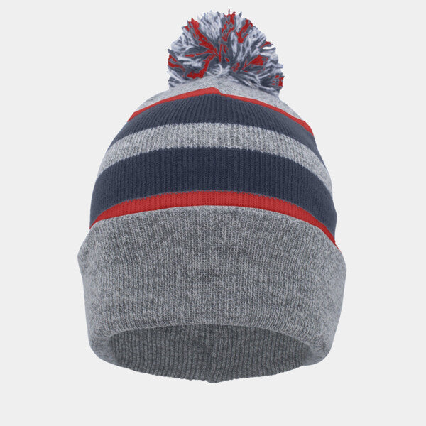 KNIT FOLD-OVER POM-POM BEANIE