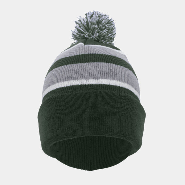 KNIT FOLD-OVER POM-POM BEANIE