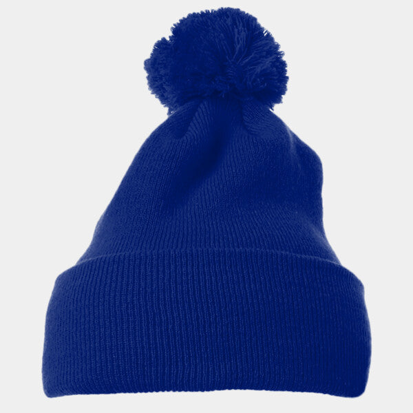 CUFFED KNIT BEANIE WITH POM POM HAT