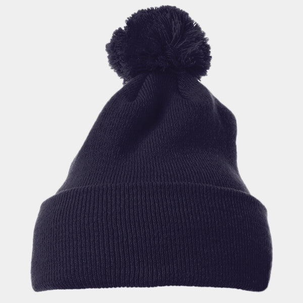 CUFFED KNIT BEANIE WITH POM POM HAT