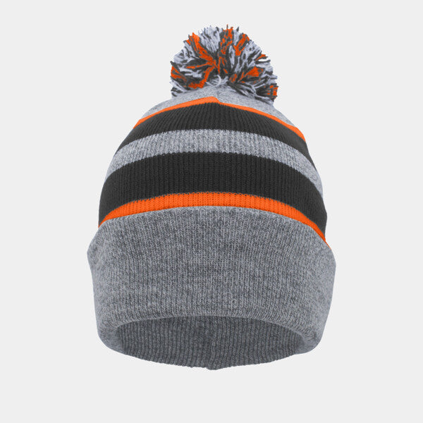 KNIT FOLD-OVER POM-POM BEANIE