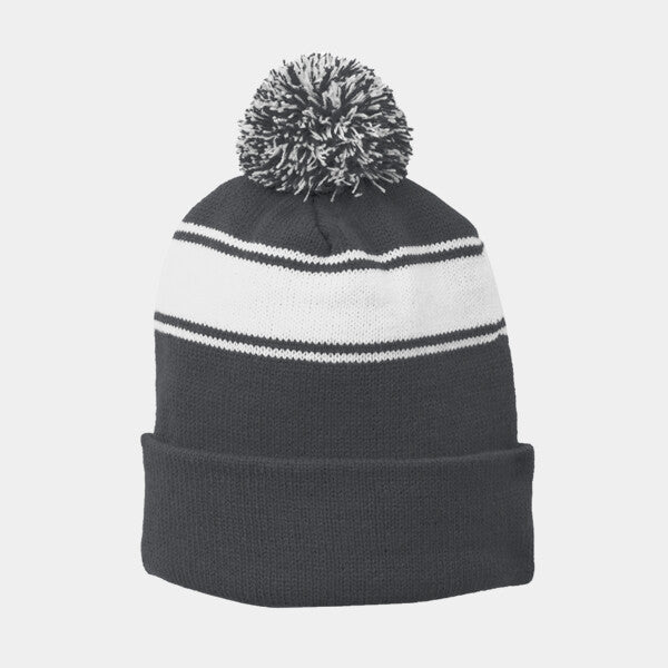STRIPE POM POM BEANIE