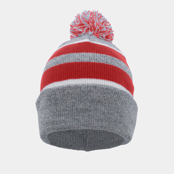 KNIT FOLD-OVER POM-POM BEANIE