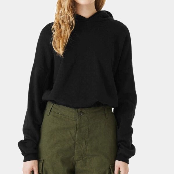 LADIES' SPONGE FLEECE CINCHED BOTTOM HOODED SWEATSHIRT