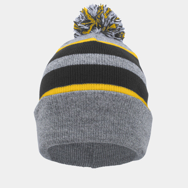 KNIT FOLD-OVER POM-POM BEANIE