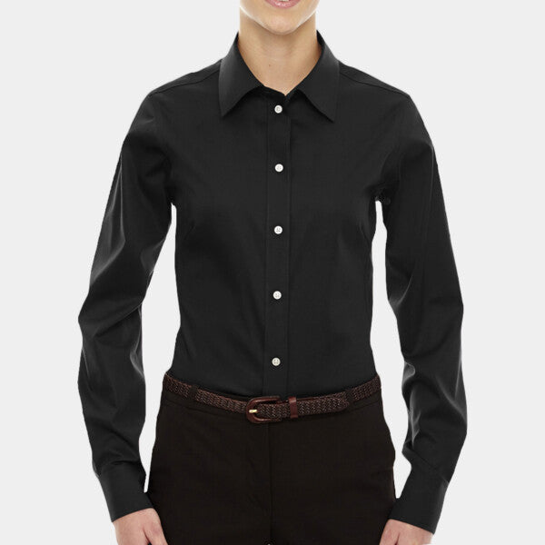 LADIES' CROWN COLLECTION® SOLID STRETCH TWILL WOVEN SHIRT