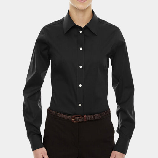LADIES' CROWN COLLECTION® SOLID STRETCH TWILL WOVEN SHIRT