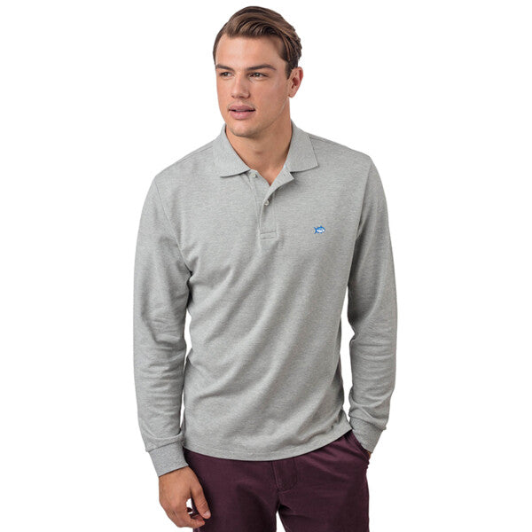 SOUTHERN TIDE MEN'S LONG SLEEVE HEATHERED SKIPJACK POLO