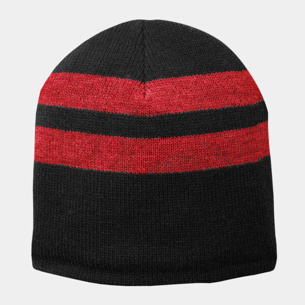 FLEECE LINED STRIPED BEANIE CAP