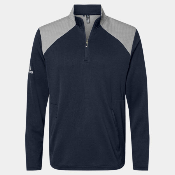 TEXTURED MIXED MEDIA QUARTER-ZIP PULLOVER