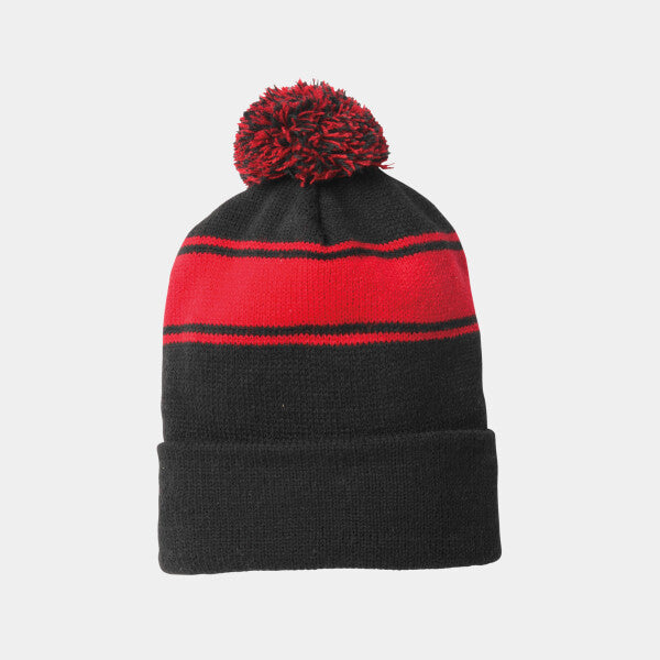 STRIPE POM POM BEANIE