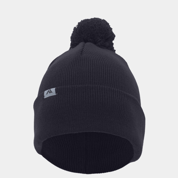 KNIT FOLD-OVER POM-POM BEANIE