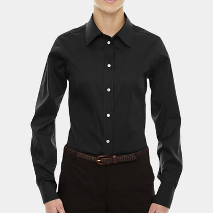 LADIES' CROWN COLLECTION® SOLID STRETCH TWILL WOVEN SHIRT