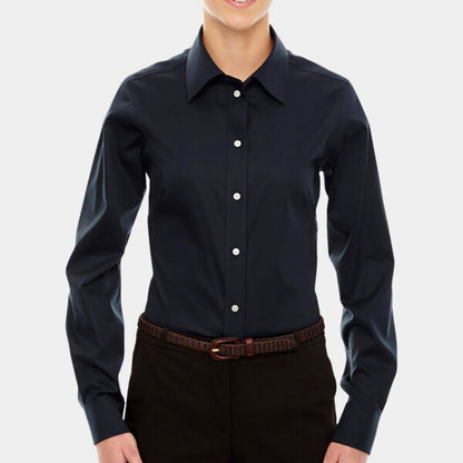 LADIES' CROWN COLLECTION® SOLID STRETCH TWILL WOVEN SHIRT