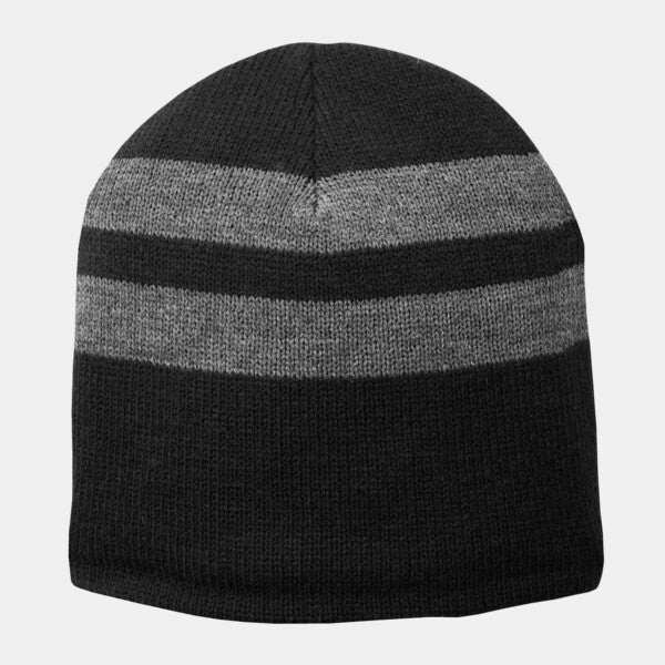 FLEECE LINED STRIPED BEANIE CAP