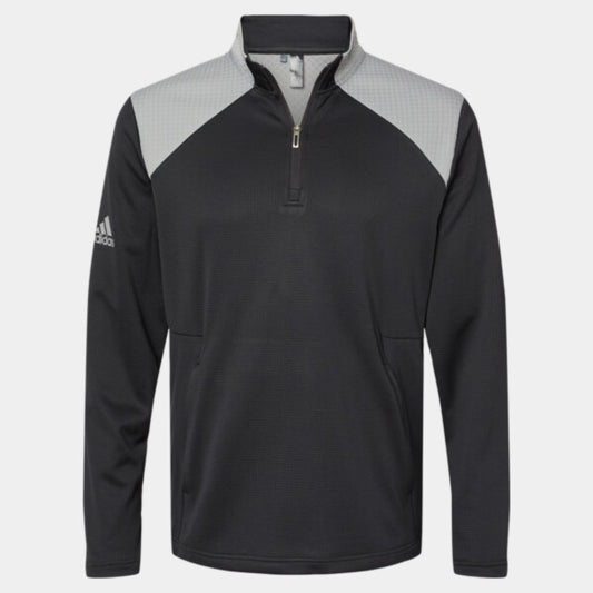 TEXTURED MIXED MEDIA QUARTER-ZIP PULLOVER