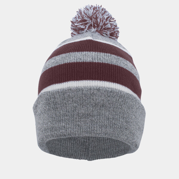 KNIT FOLD-OVER POM-POM BEANIE