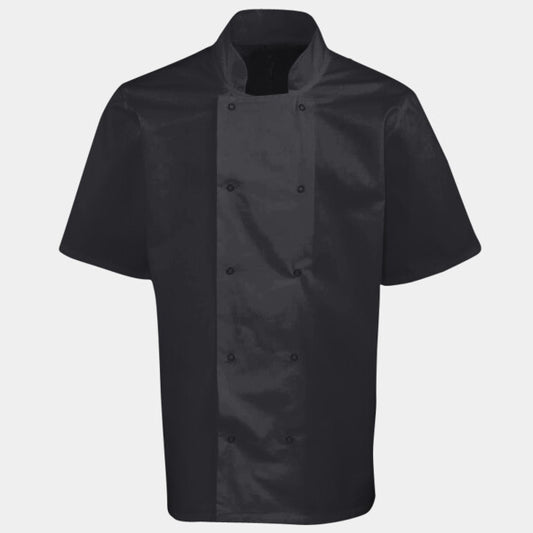 STUDDED FRONT SHORT SLEEVE CHEF'S JACKET