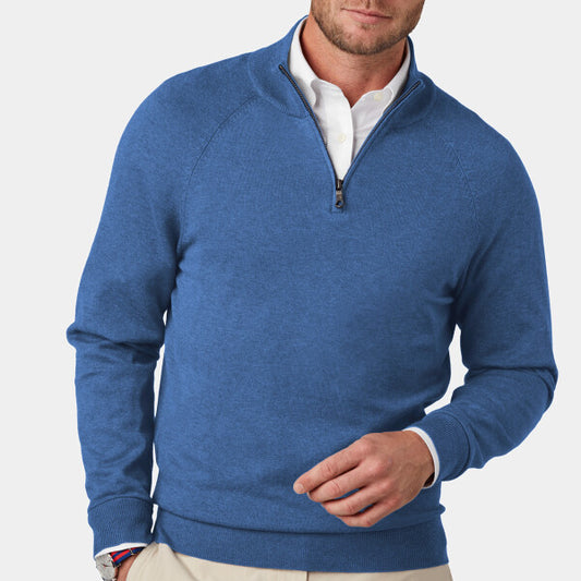 COTTON STRETCH 1/4 ZIP SWEATER