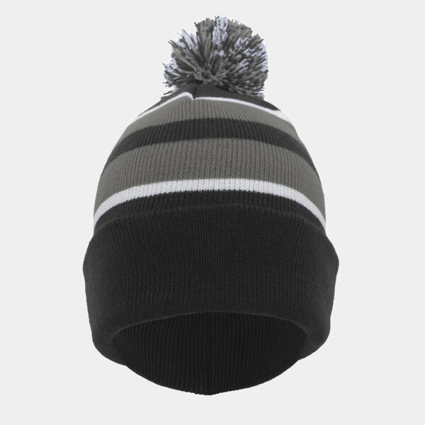KNIT FOLD-OVER POM-POM BEANIE