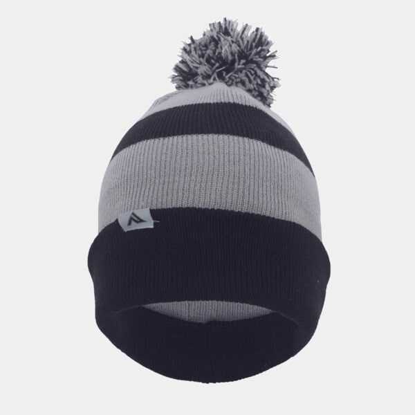 KNIT FOLD-OVER POM-POM BEANIE
